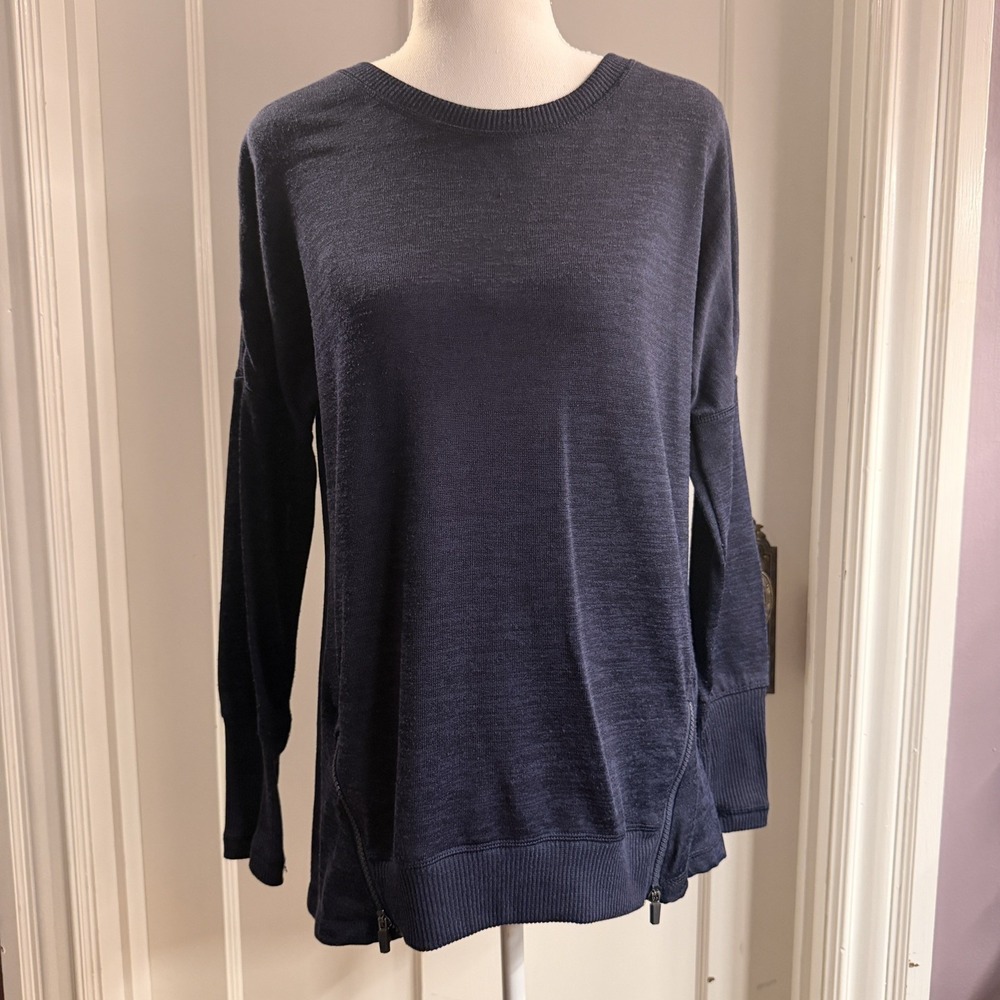 Active Life Womens Size‎ M Light Pullover Zip Accent Sweater Shirt Navy Blue